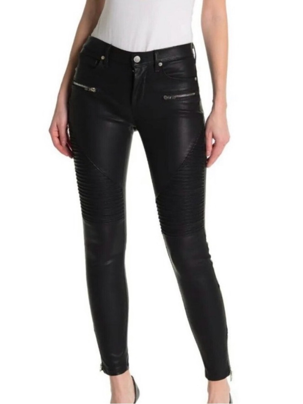 Blank NYC Black Moto Ankle Skinny Pants